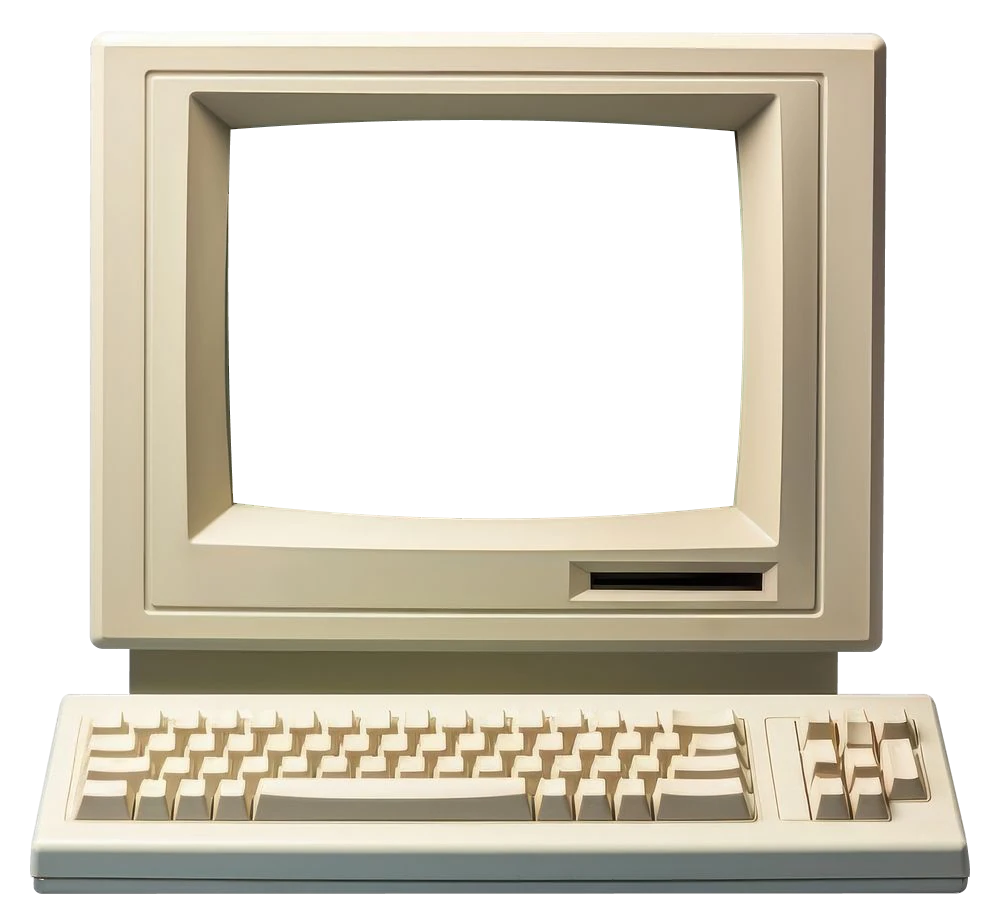 a beige computer from about 1987, playing pictures from an are.na channel on its screen